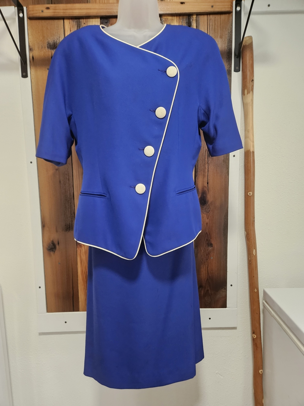 Preston & York Royal Blue Two-Piece Skirt Set with White Trim